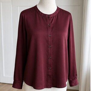 Burgundy Tie Neck Blouse
